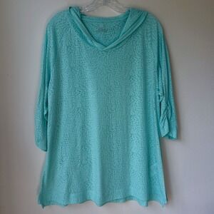 Columbia Performance Hoodie 1X Seafoam Sheer Burn-Out Lightweight Beach